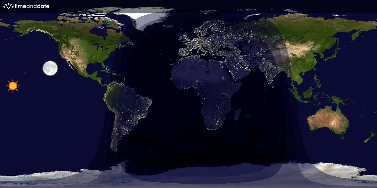 Verdenskart som viser dag og natt 
