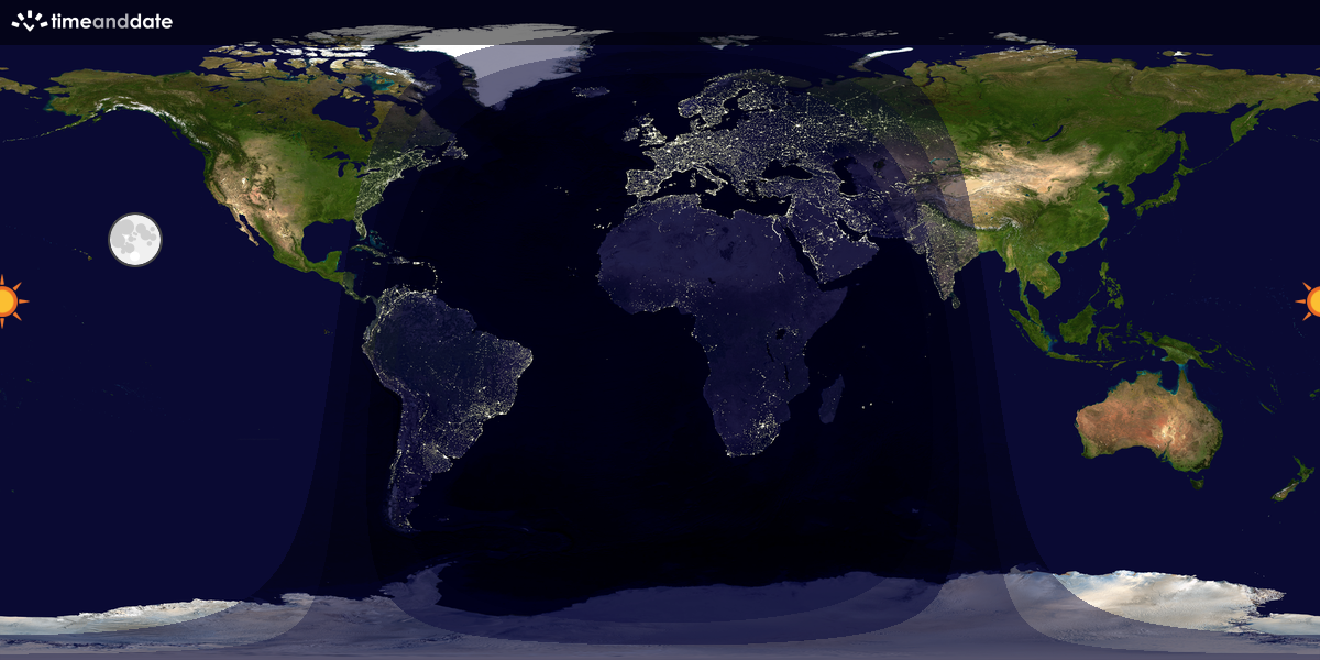 Verdenskart som viser dag og natt 