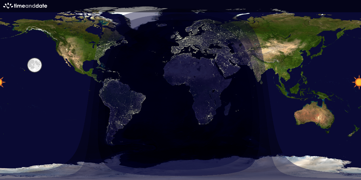 Verdenskart som viser dag og natt 