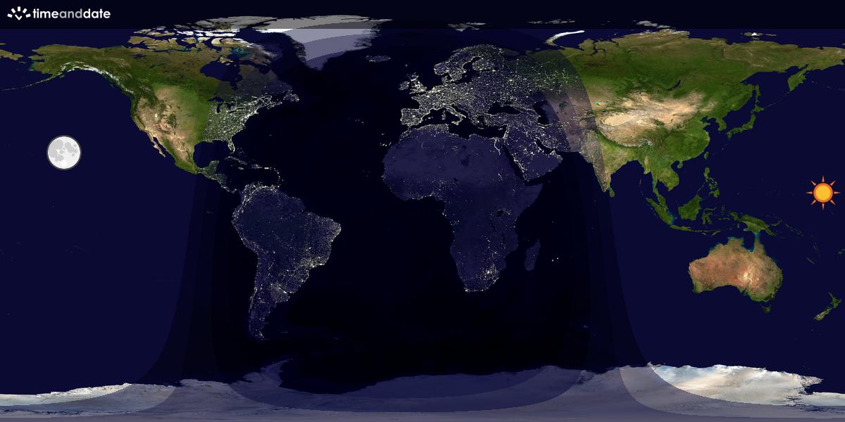 Verdenskart som viser dag og natt 