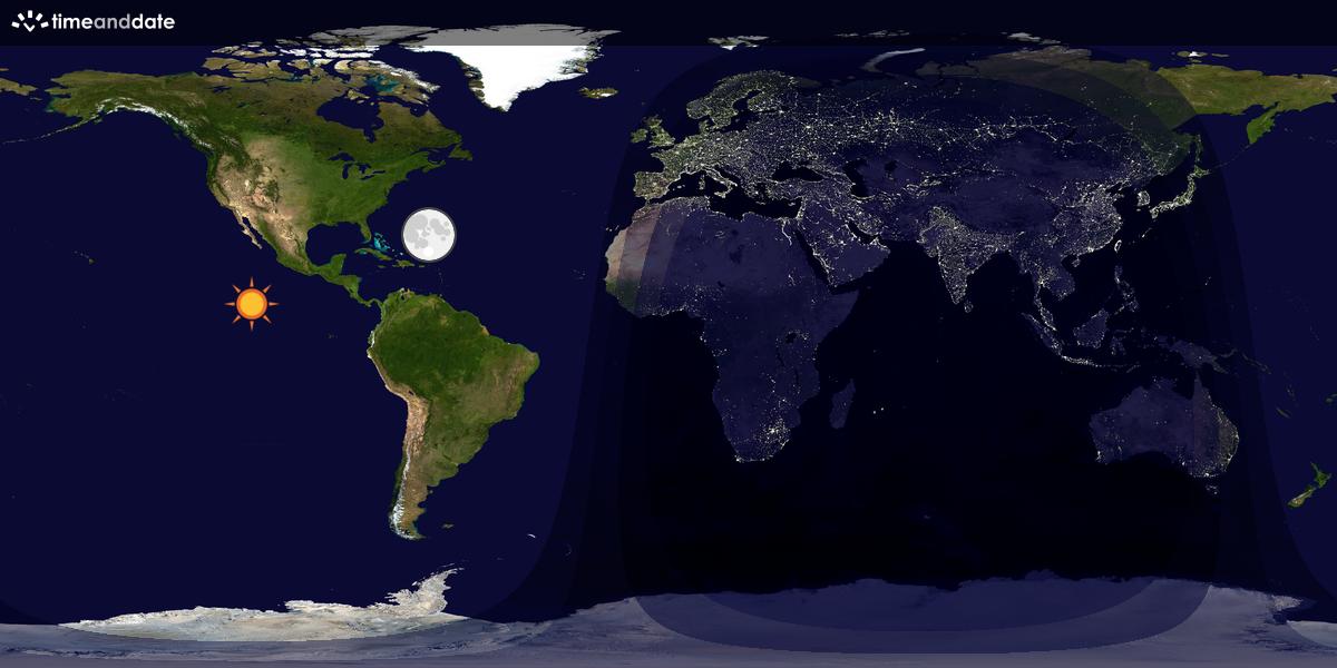 Verdenskart som viser dag og natt 