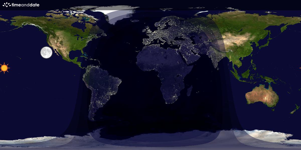 Verdenskart som viser dag og natt 