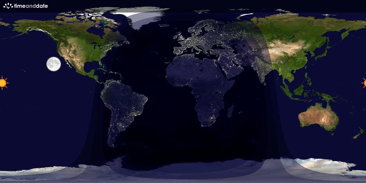 Verdenskart som viser dag og natt 