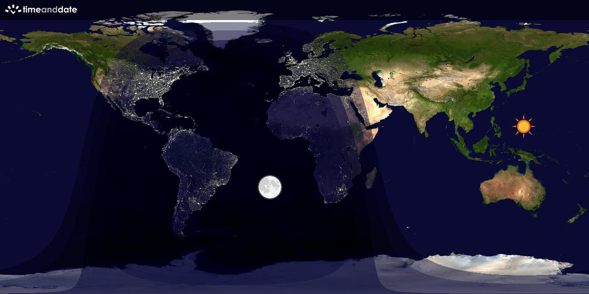 Verdenskart som viser dag og natt 