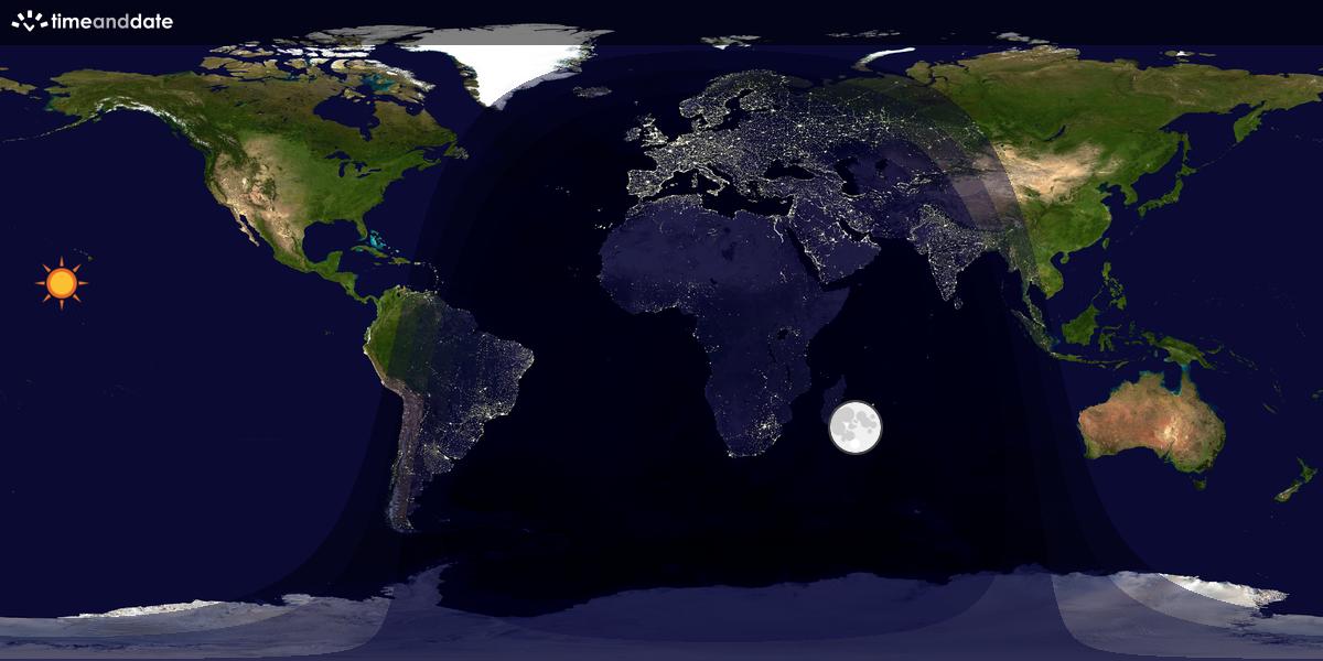 Verdenskart som viser dag og natt 