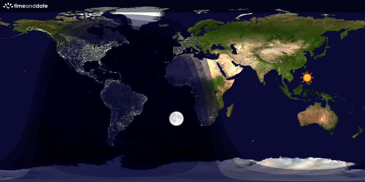 Verdenskart som viser dag og natt 