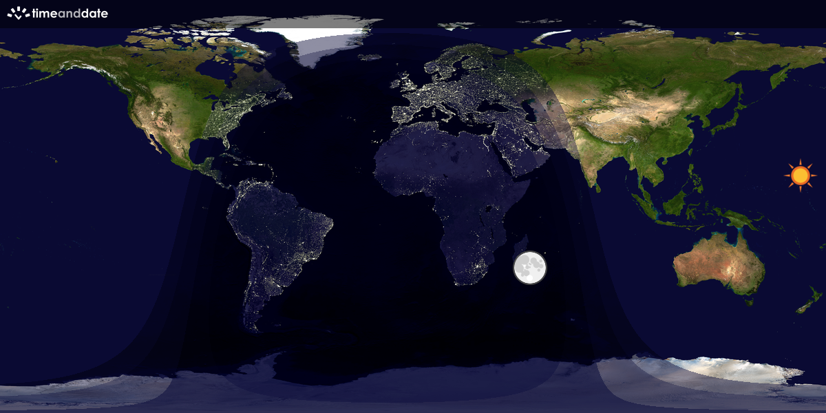 Verdenskart som viser dag og natt 