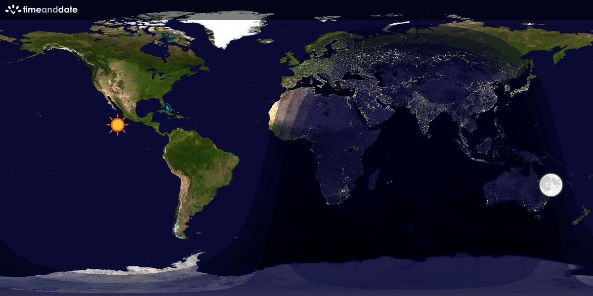 Verdenskart som viser dag og natt 