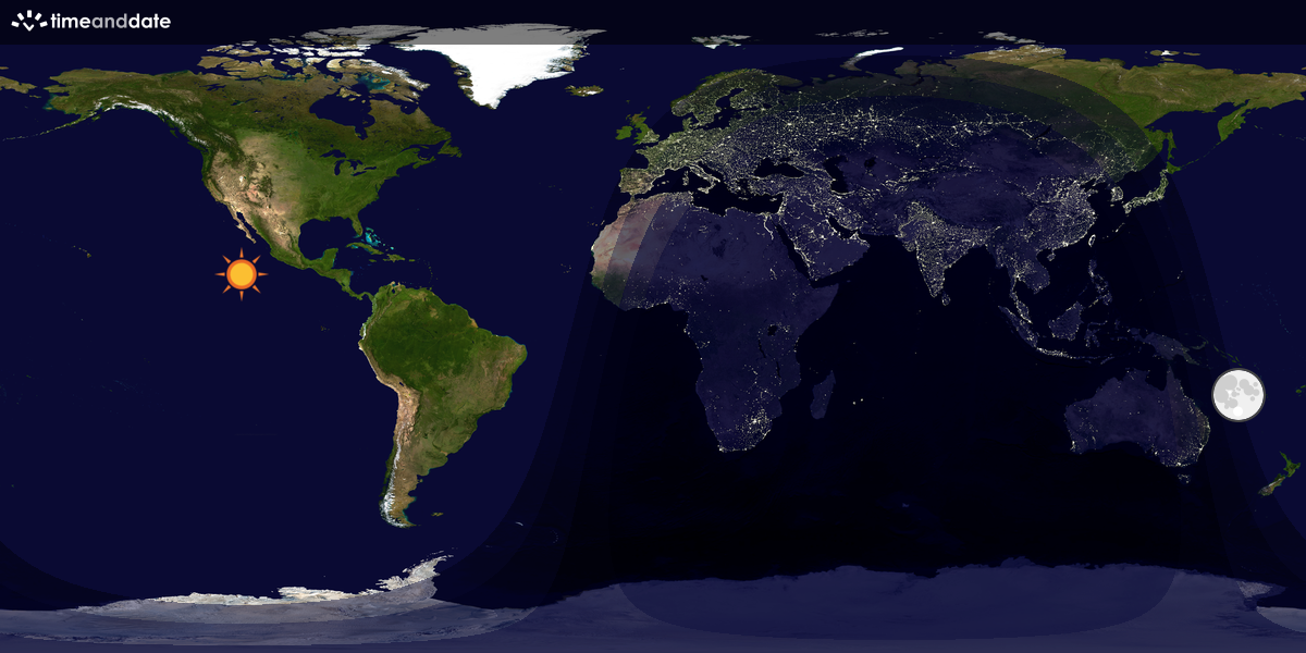 Verdenskart som viser dag og natt 