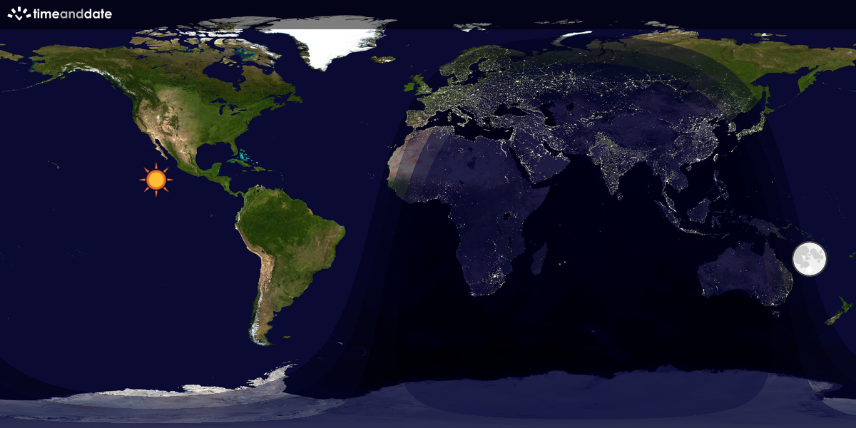 Verdenskart som viser dag og natt 