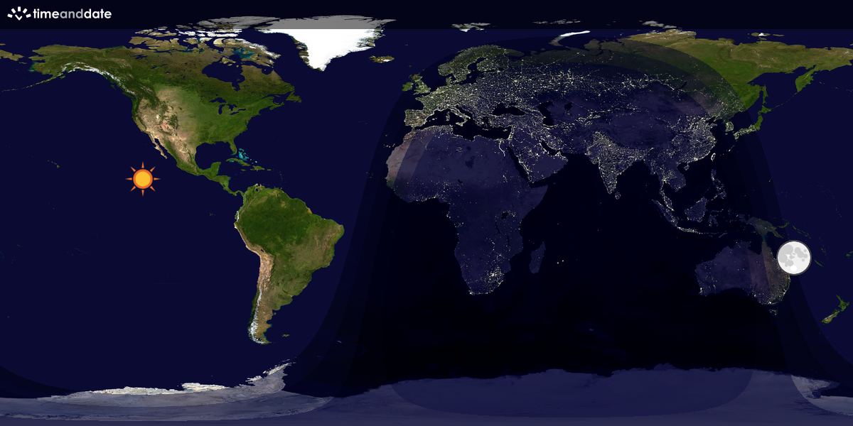 Verdenskart som viser dag og natt 