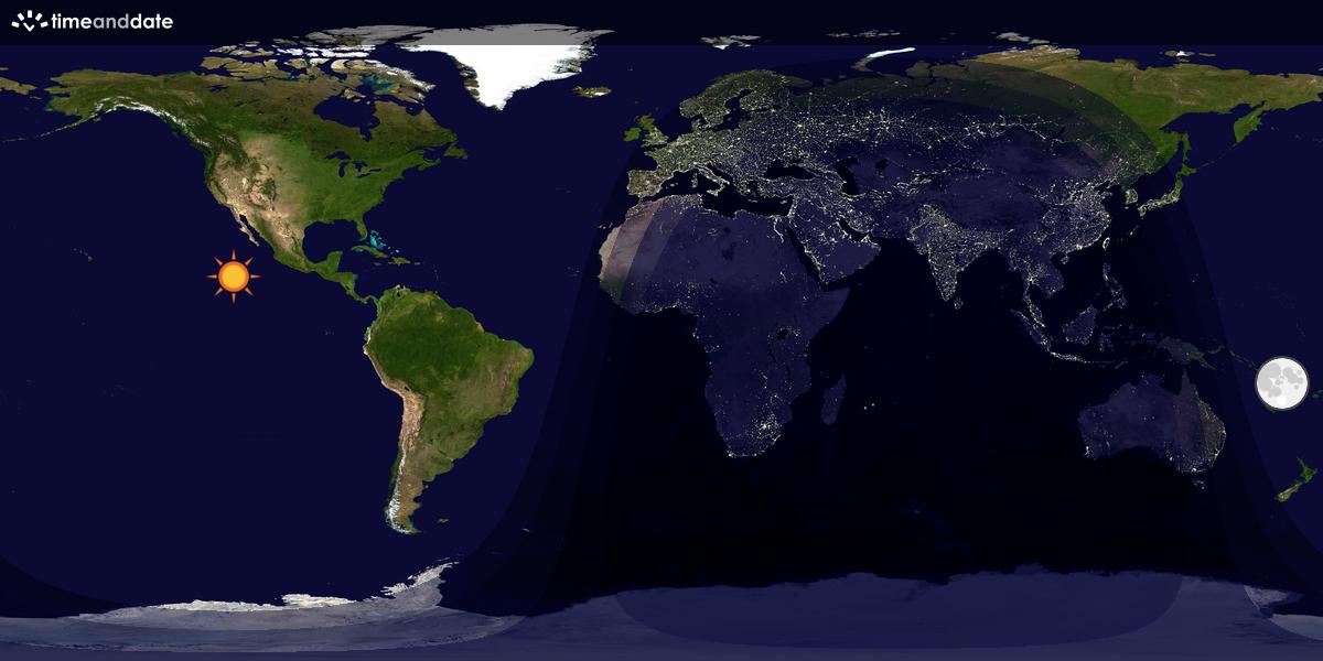 Verdenskart som viser dag og natt 