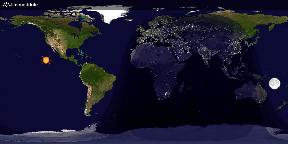 Verdenskart som viser dag og natt 