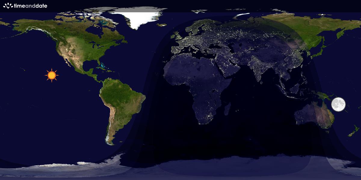 Verdenskart som viser dag og natt 