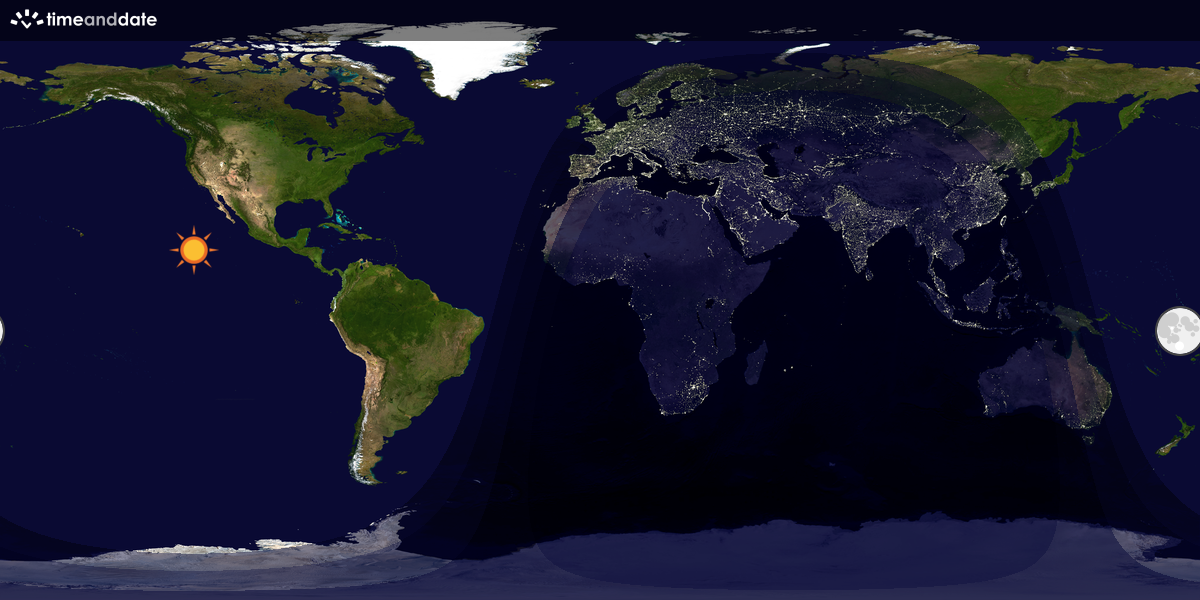 Verdenskart som viser dag og natt 