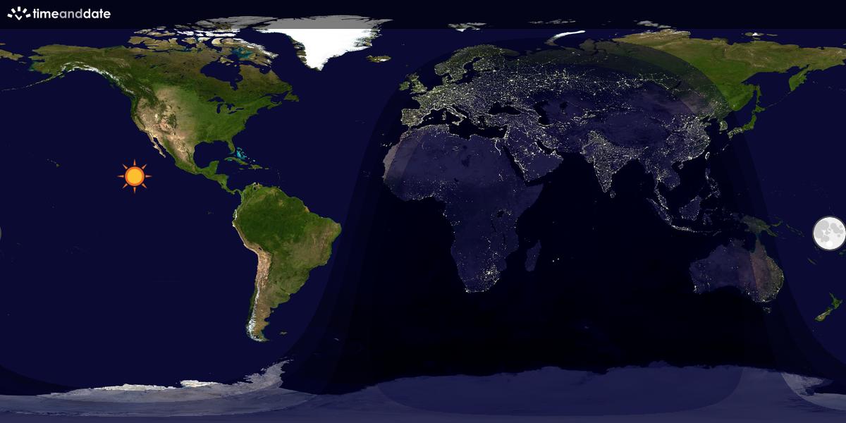 Verdenskart som viser dag og natt 