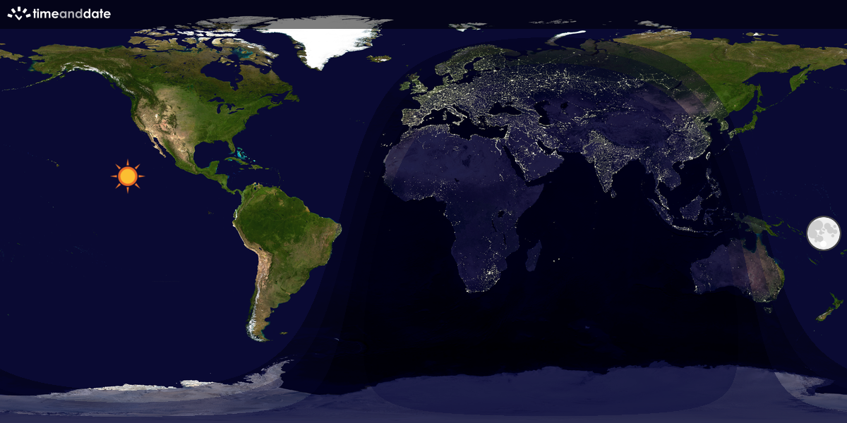 Verdenskart som viser dag og natt 