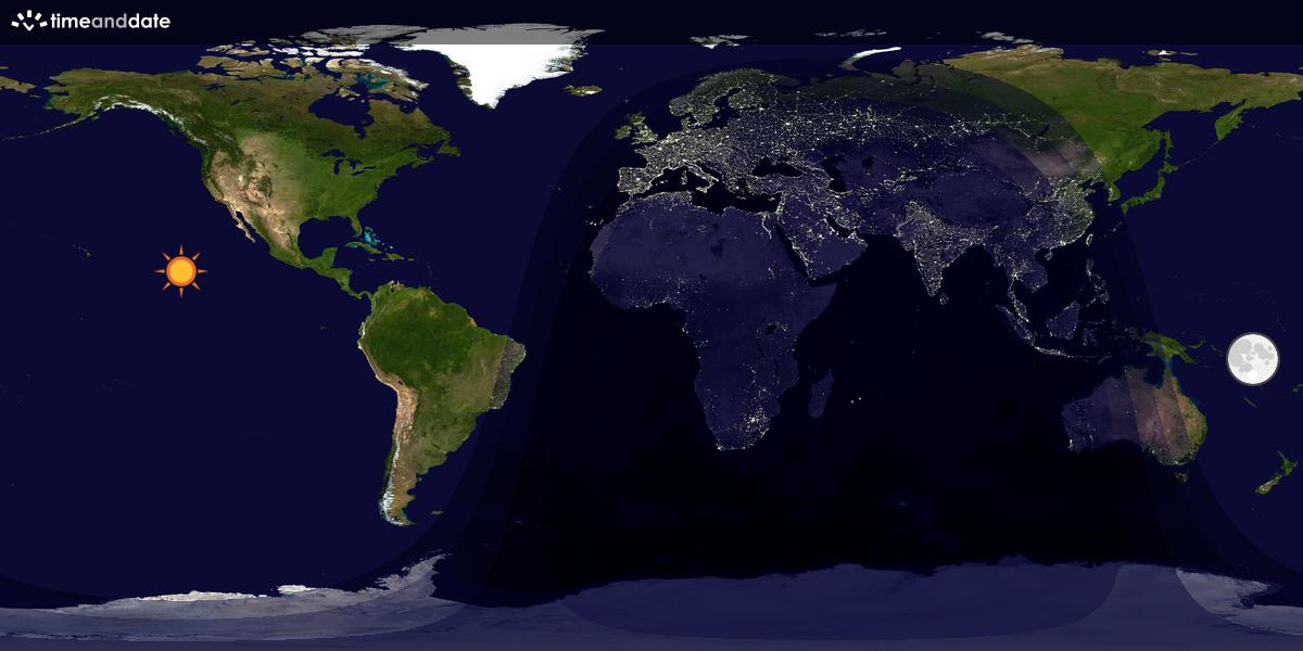 Verdenskart som viser dag og natt 