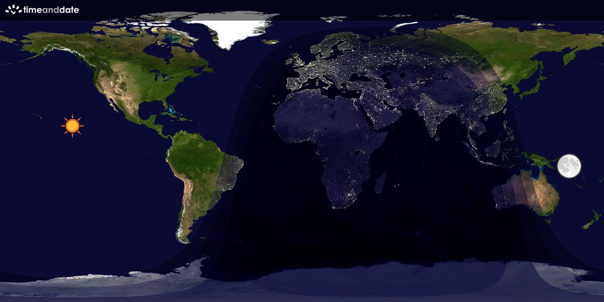 Verdenskart som viser dag og natt 