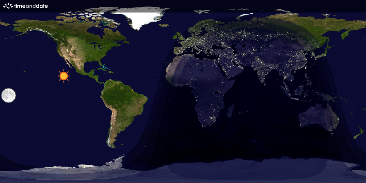 Verdenskart som viser dag og natt 