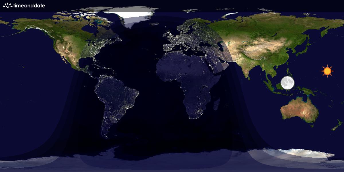 Verdenskart som viser dag og natt 