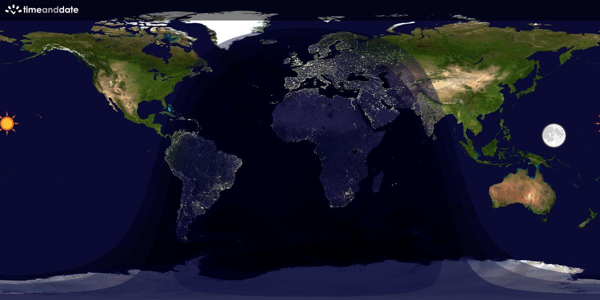 Verdenskart som viser dag og natt 