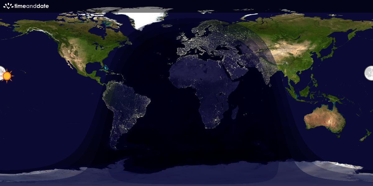 Verdenskart som viser dag og natt 