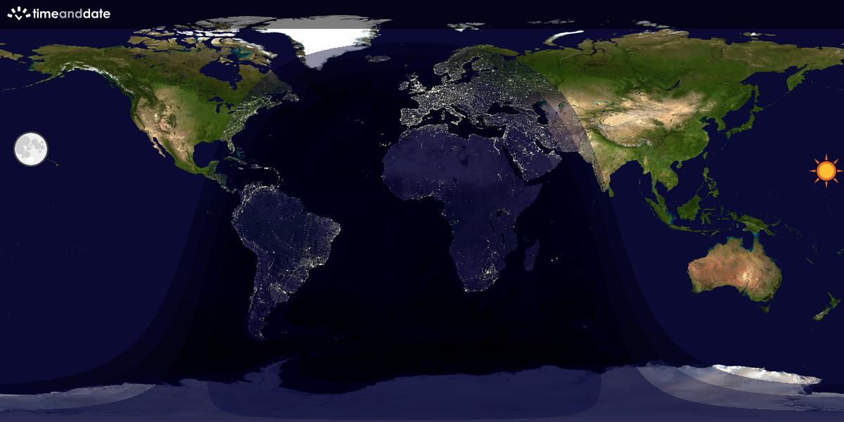 Verdenskart som viser dag og natt 