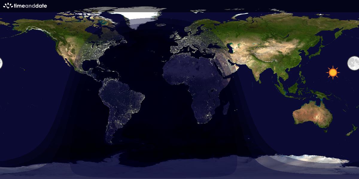 Verdenskart som viser dag og natt 