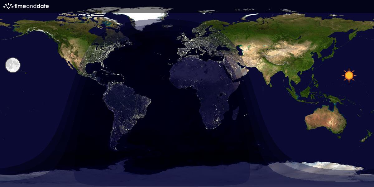 Verdenskart som viser dag og natt 