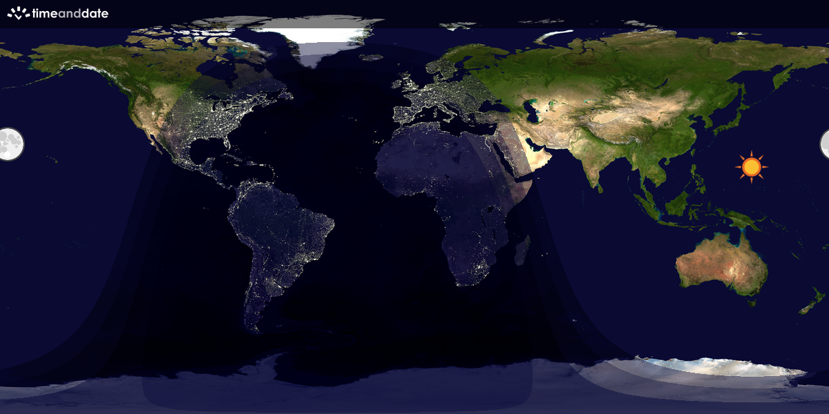 Verdenskart som viser dag og natt 
