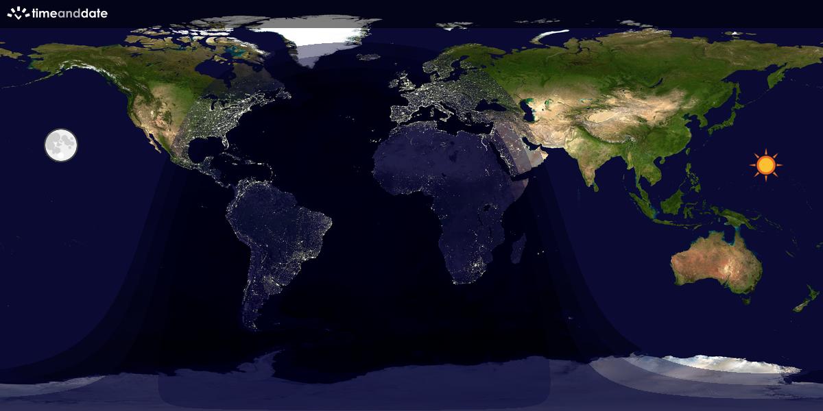 Verdenskart som viser dag og natt 