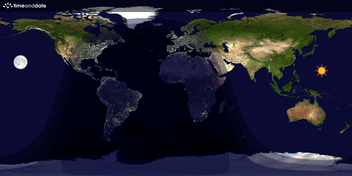 Verdenskart som viser dag og natt 