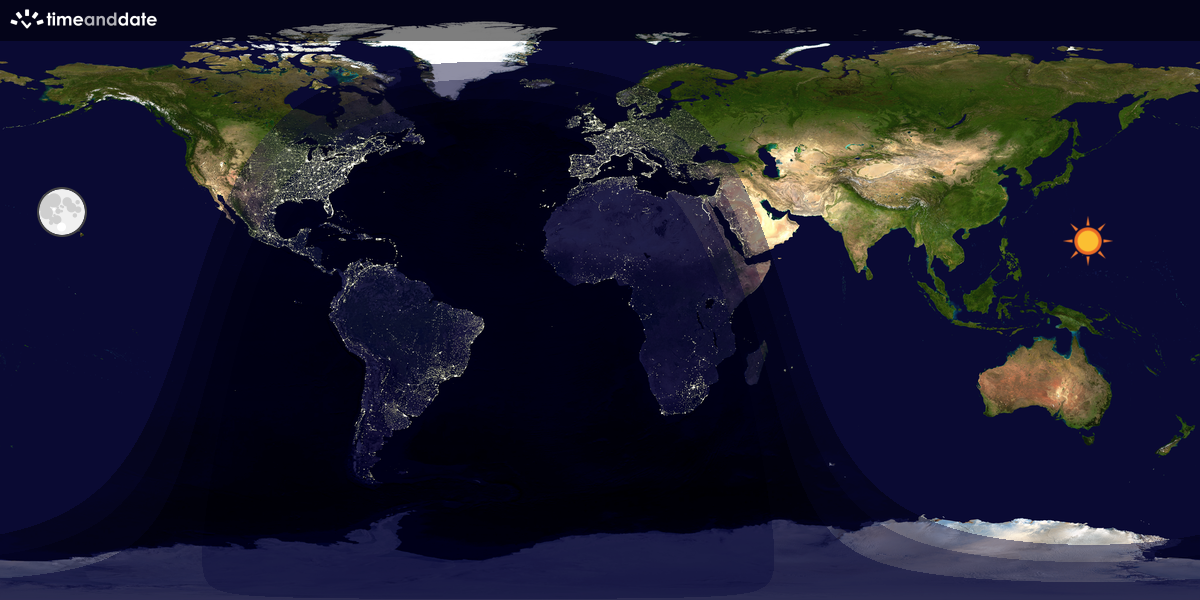 Verdenskart som viser dag og natt 