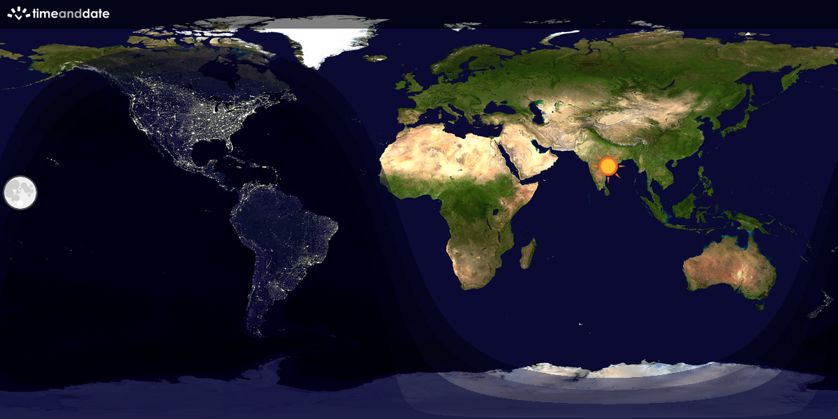 Verdenskart som viser dag og natt 