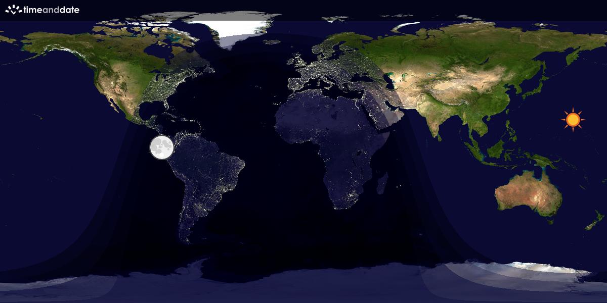 Verdenskart som viser dag og natt 