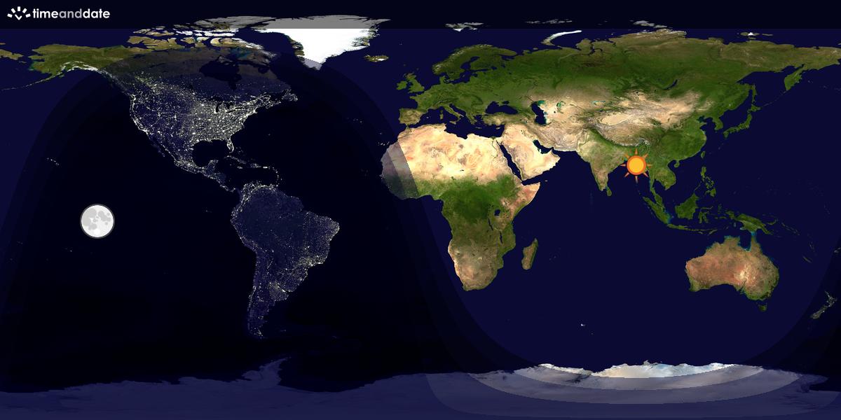 Verdenskart som viser dag og natt 
