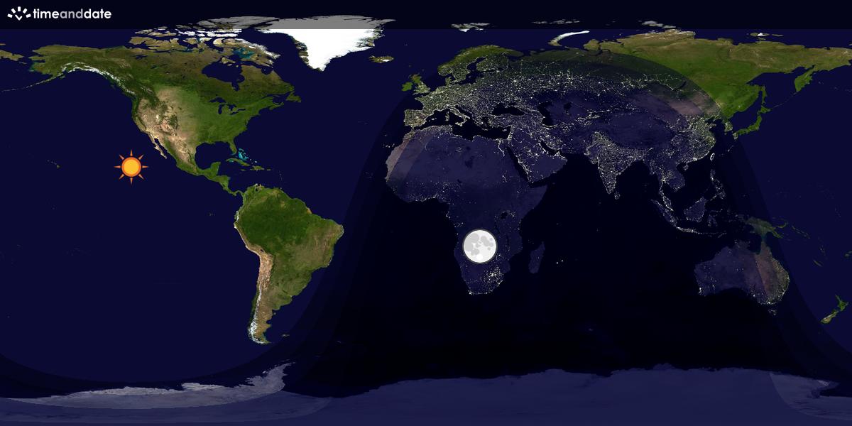 Verdenskart som viser dag og natt 