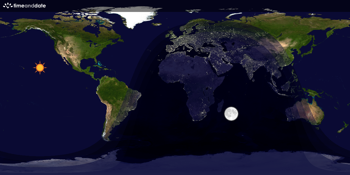 Verdenskart som viser dag og natt 