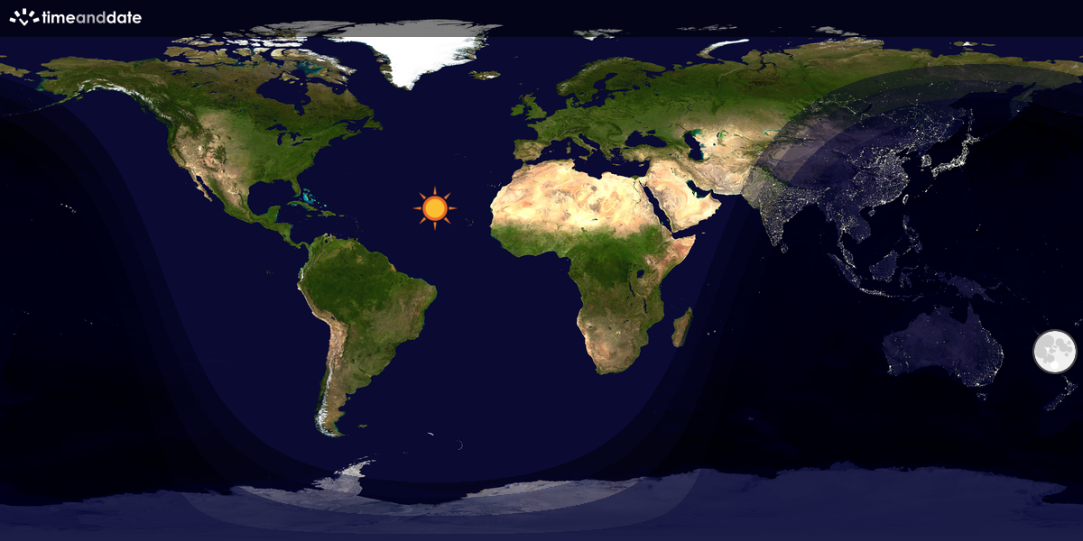 Verdenskart som viser dag og natt 