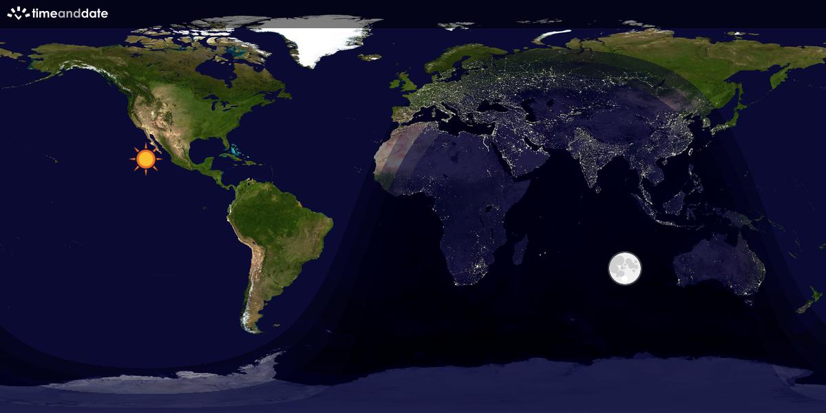 Verdenskart som viser dag og natt 