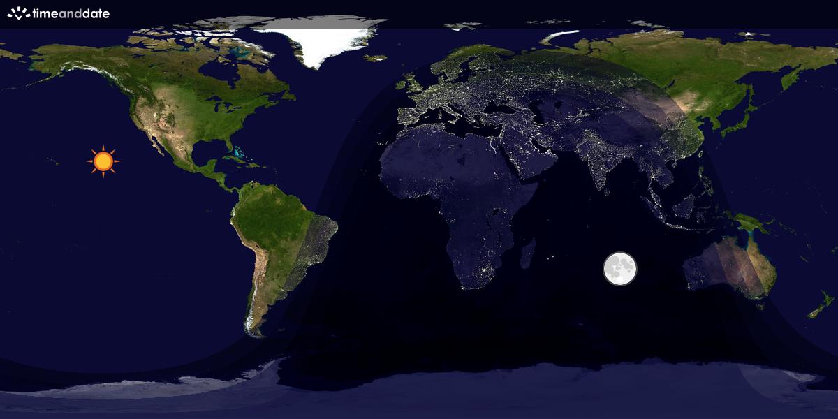 Verdenskart som viser dag og natt 