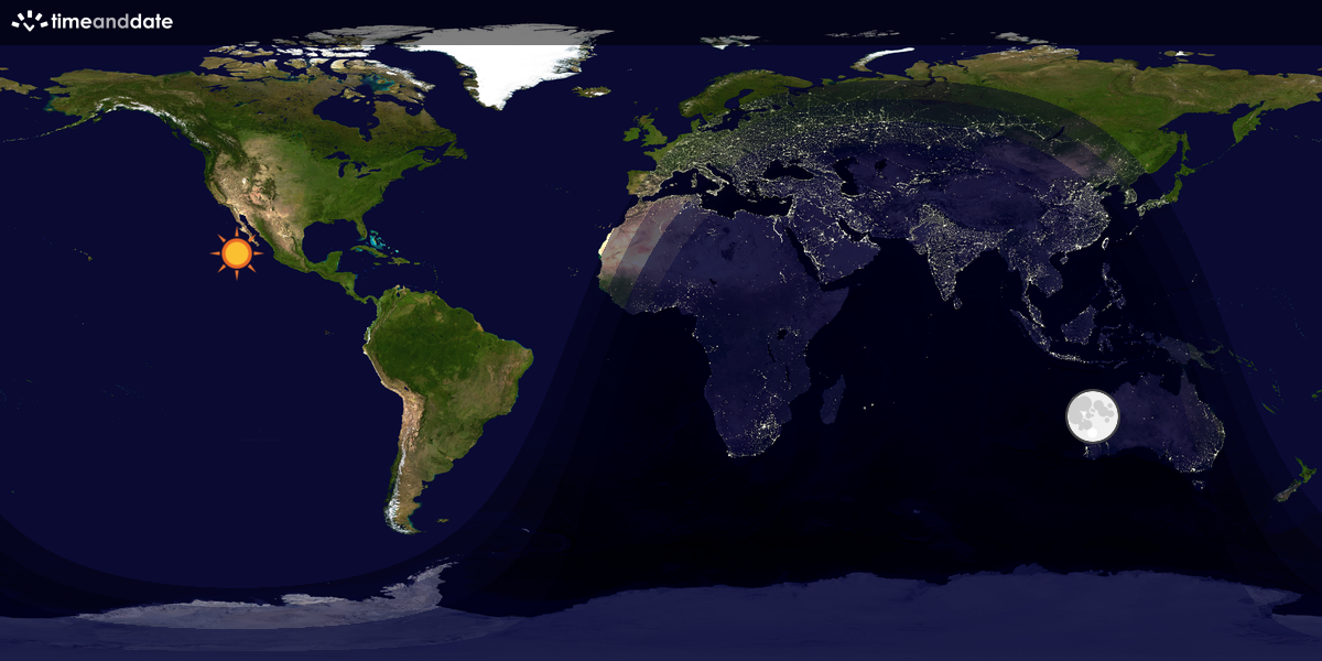 Verdenskart som viser dag og natt 