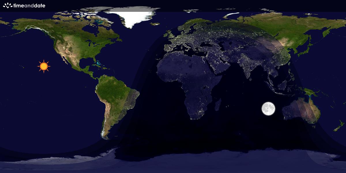 Verdenskart som viser dag og natt 