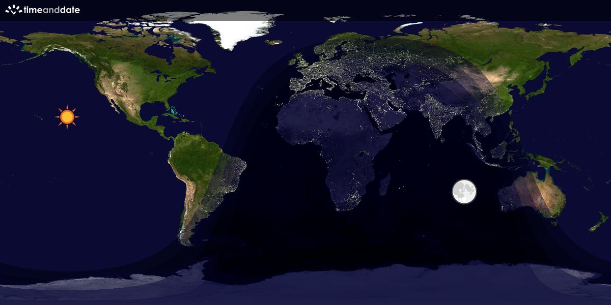 Verdenskart som viser dag og natt 