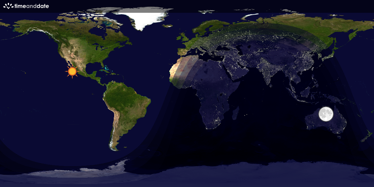 Verdenskart som viser dag og natt 