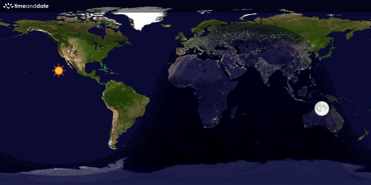 Verdenskart som viser dag og natt 