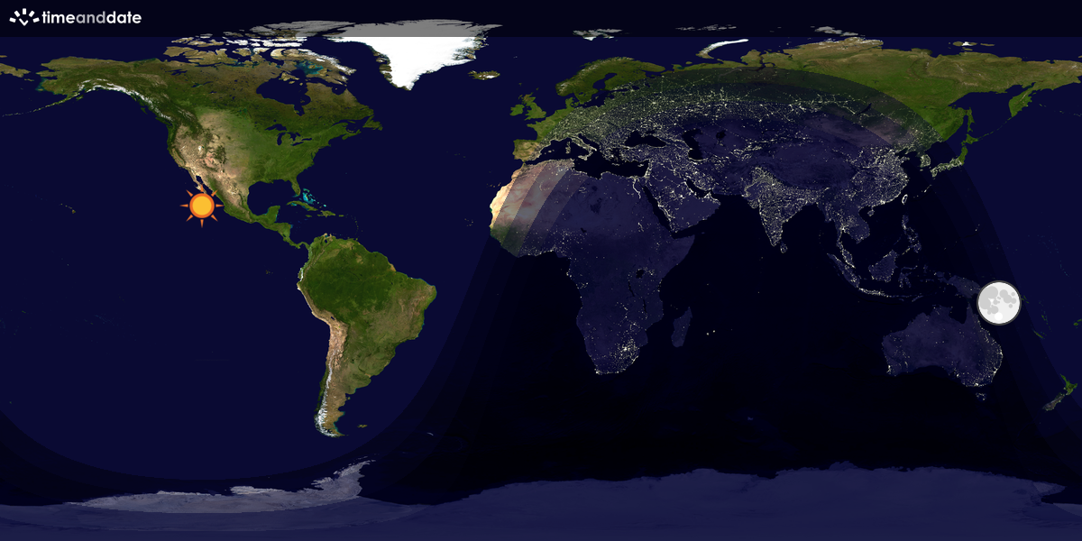 Verdenskart som viser dag og natt 