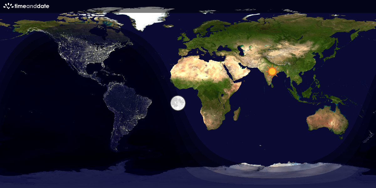 Verdenskart som viser dag og natt 