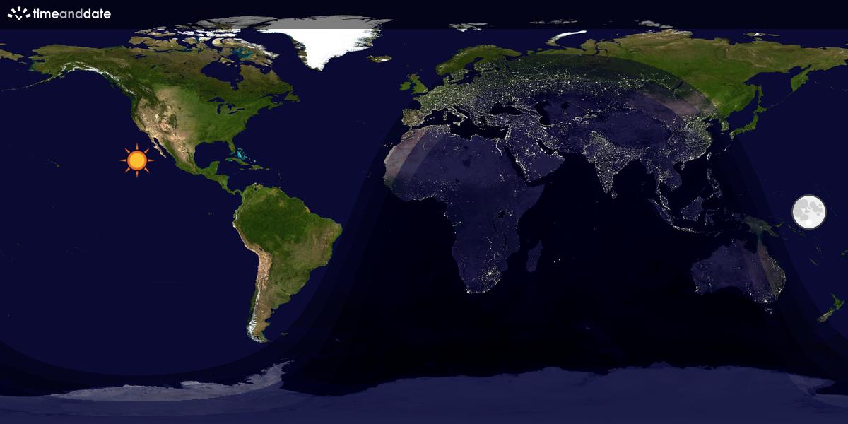 Verdenskart som viser dag og natt 